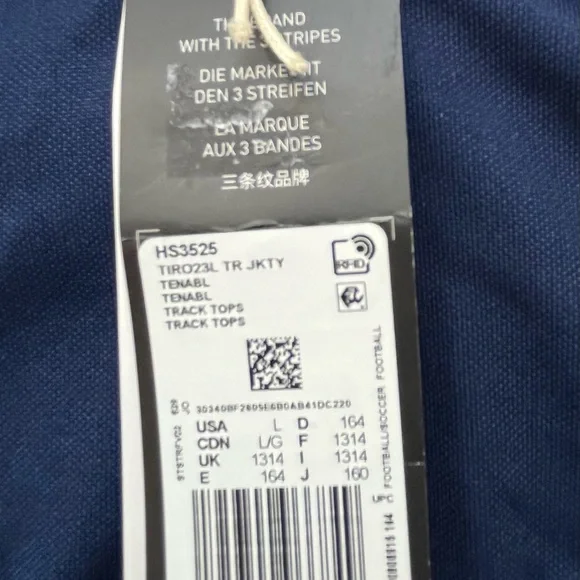 NWT-Adidas AEROREADY Youth Track Jacket Navy Blue Full Zip 13-14 / 164 - Picture 8 of 11